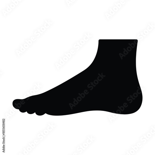 Black silhouette of a human foot side view