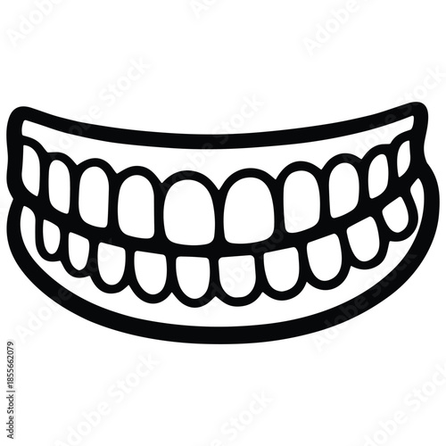 Outline of smiling mouth with teeth