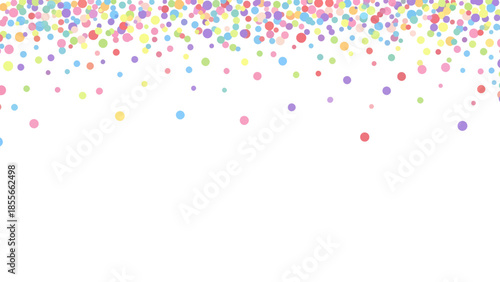 Colorful confetti shower over a clean white background for celebrations, parties, and festive occasions