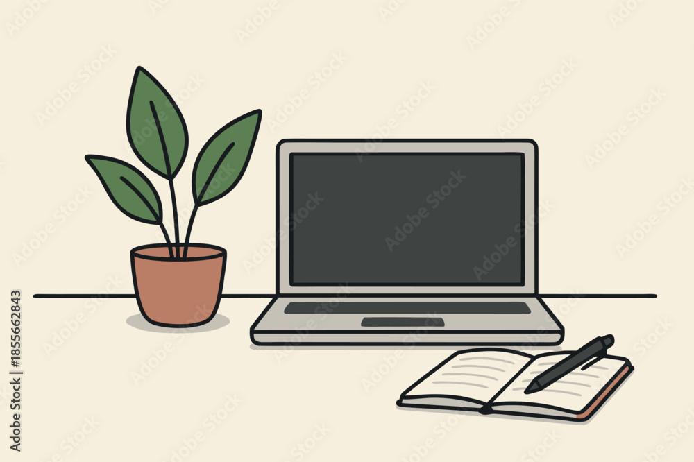 Fototapeta premium Minimal Living Room Interior with Sofa and Plant Illustration