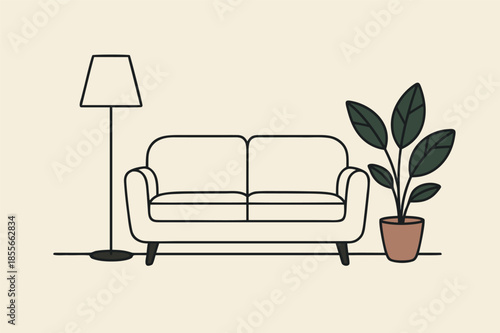 Home Office Workspace with Laptop and Decor Illustration