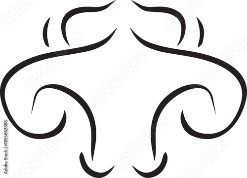 Abstract stylized nose line art illustration representing the sense of smell and human breathing, a minimalist vector icon for sensory perception concepts