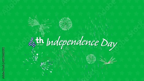 Animation of text 4th of July Independence Day written over black background with white stars
