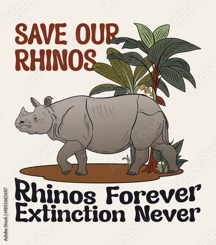 Save Our Rhinos Illustration Promoting Wildlife Conservation