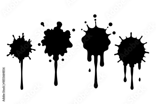 ink splatters and drips silhouette Vector