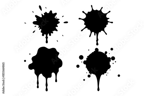 ink splatters and drips silhouette Vector