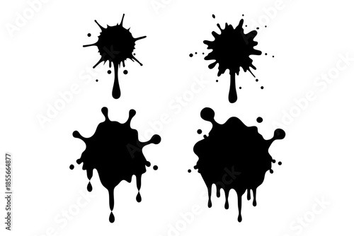 ink splatters and drips silhouette Vector