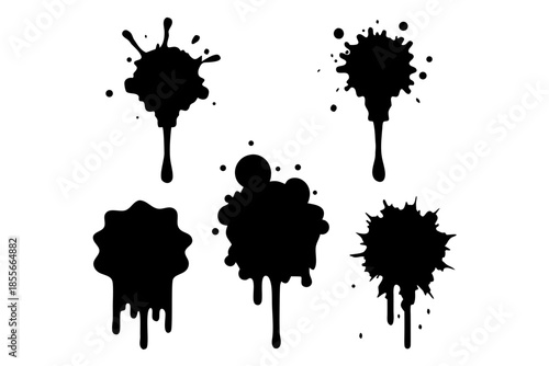 ink splatters and drips silhouette Vector