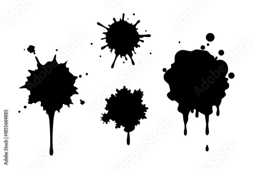 ink splatters and drips silhouette Vector