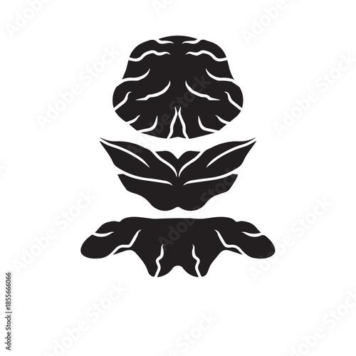 Abstract organic vector icon design featuring stacked fluid, brain-like, and flowing forms in a monochrome style. Ideal for conceptual branding, modern graphic elements, or unique logo designs