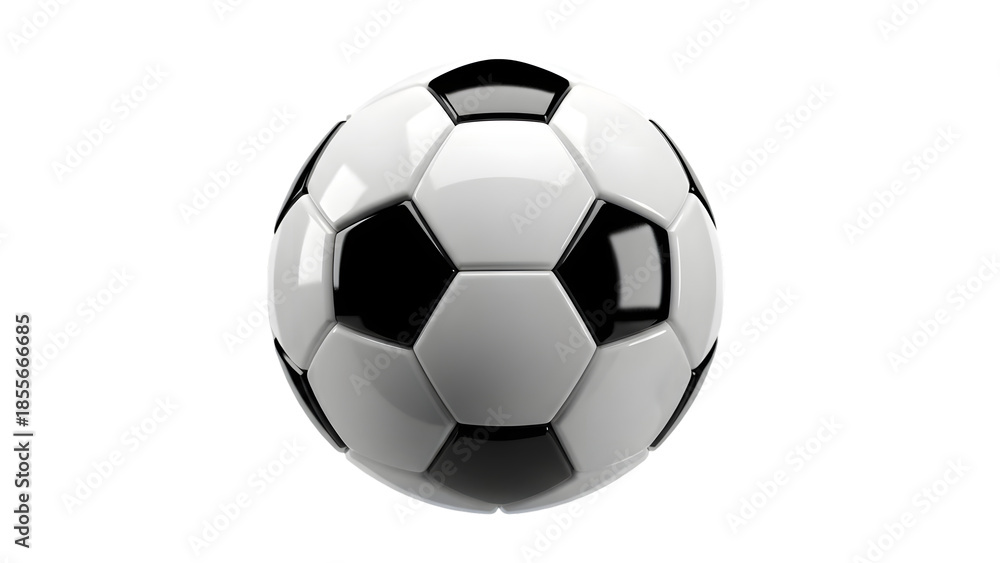 Naklejka premium Black and white soccer ball isolated on transparent background