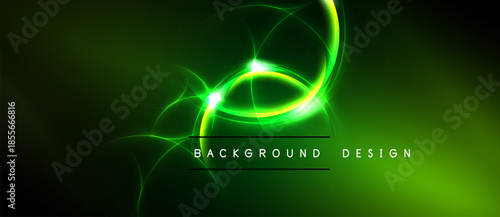 Bright green energy flows, swirling patterns. Dark background creates dramatic visual effect. Modern design element.