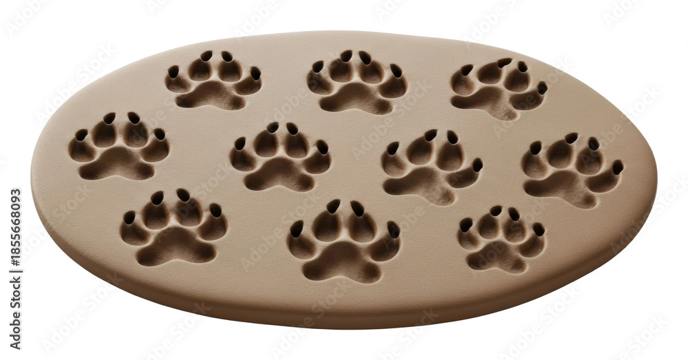 Fototapeta premium Paw print imprint mat home pet accessories top view isolated on transparent background