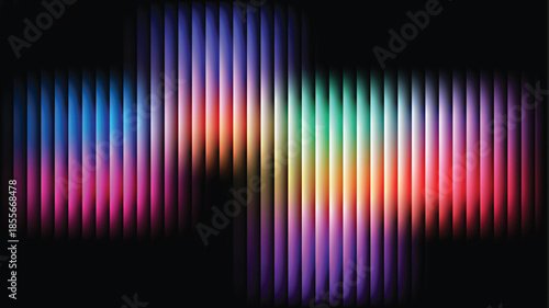 Neon ripple glass gradient on deep midnight. Sharp ribbed distortion, cinematic glow; futuristic texture background, vector illustration