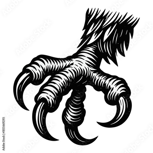 Fierce monster claw illustration with sharp talons.