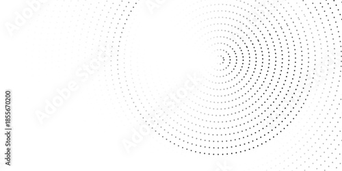 Dotted Concentric circles geometric element. Concentric segments of circles, random lines following a circle path. Dotted halftone Spiral backgrounds. EPS vector illustration