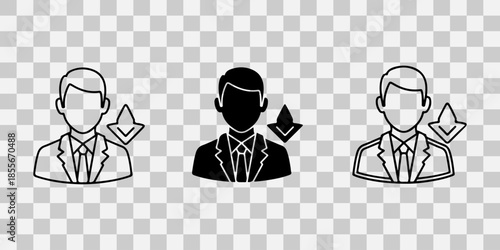 Three businessmen icons with check marks