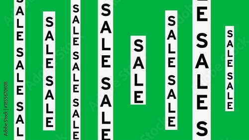 Animation of sale text in repetition on black background