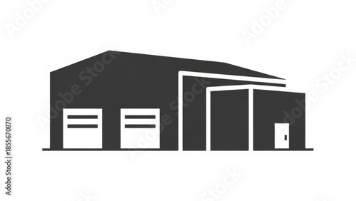 Modern Warehouse Building Icon Industrial Storage and Logistics Facility with Loading Docks