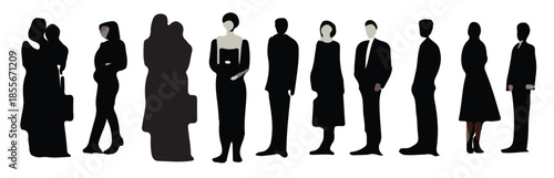 collection of silhouettes of people men and women 