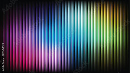 Neon ripple glass gradient on deep midnight. Sharp ribbed distortion, cinematic glow; futuristic texture background, vector illustration