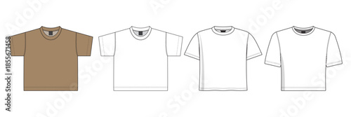 woman vector t-shirt set. t-shirt template for girls flat sketch design front view for website, apps, graphics design.