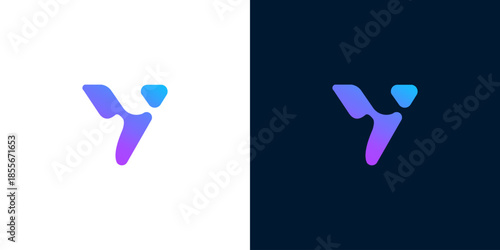Modern Abstract Gradient Lettermark Y or V Logo Design Concept, featuring a Sleek and Futuristic Aesthetic, Ideal for Technology, Digital, or Startup Branding