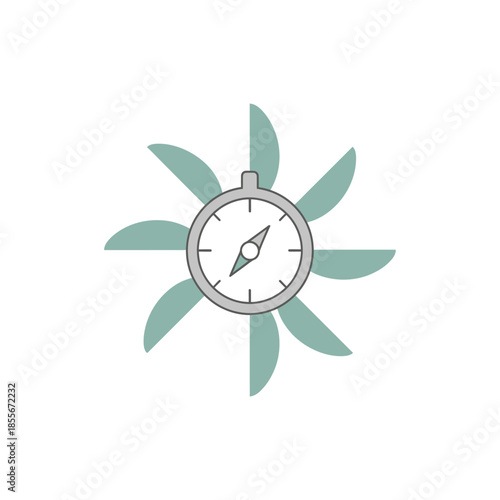 Compass in Nature, Graphic Design, Minimalist Style