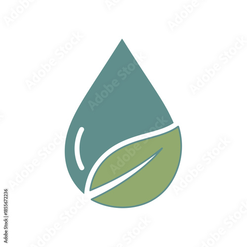 Leaf and Water Drop Icon Illustration