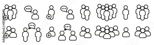 people icons set linear collection