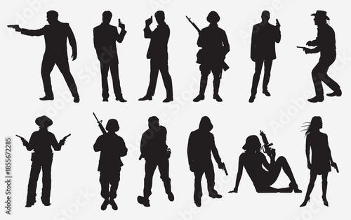  person holding gun silhouette