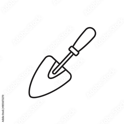 Trowel in Hand, Backyard Garden, Illustration, Outdoor Setting, Close-Up Perspective, Gardening Concept