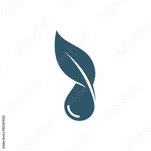 Nature Leaves Droplet Icon, Graphic Design, Abstract Environment, Minimalist Viewpoint, Eco Concept