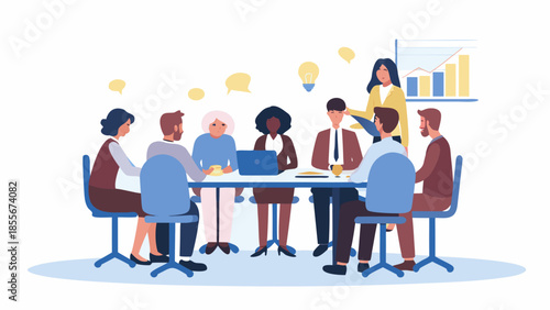 Diverse team collaborating in modern office meeting