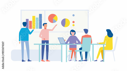 Business team analyzing data in modern meeting room