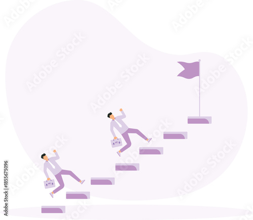 Step to grow business for success, improvement or development to achieve goal, growth journey and career path concept
