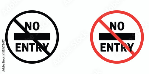 No entry road signs vector illustration designed for web, UI designs, and digital interfaces, including clear traffic prohibition symbols for navigation