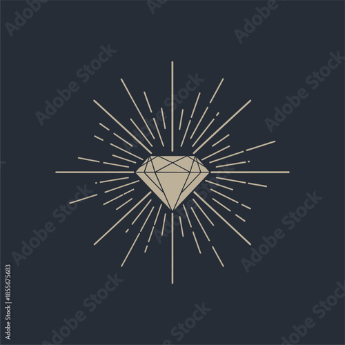 Radiant Diamond Icon, Graphic Design Concept, Dark Background, Modern Aesthetic, Abstract Visuals