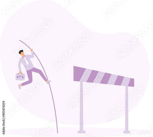 Success to win in business competition, overcome or motivation to solve problem,lead company achievement concept
