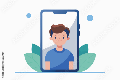 Child using a video calling app safely with privacy features and supervision for secure remote communication illustration