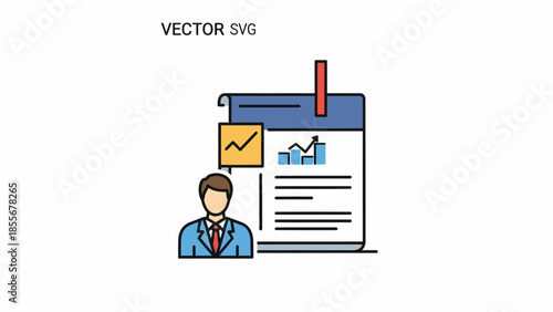 Business analyst icon with data charts and graphs for presentations