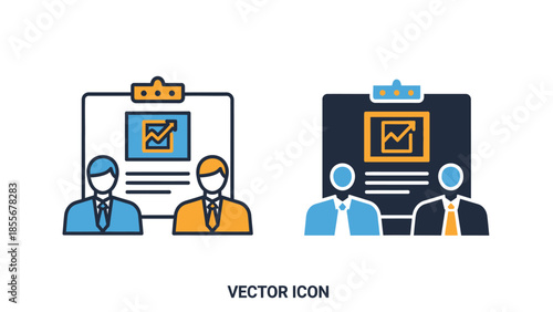 Business teamwork meeting icon illustration for data analysis presentation
