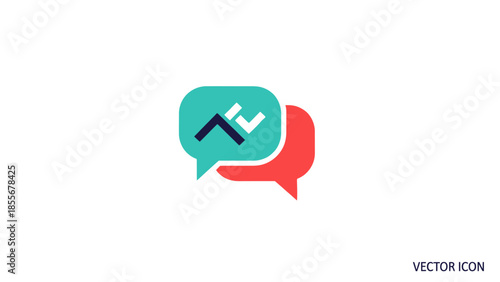 Abstract illustration of two speech bubbles representing communication and connection