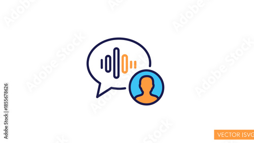 Voice message icon with person avatar speech bubble and sound waves