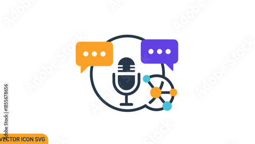 Abstract vector illustration representing podcasting communication and connection