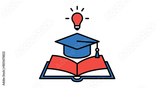 Educational icons representing learning knowledge and academic achievement