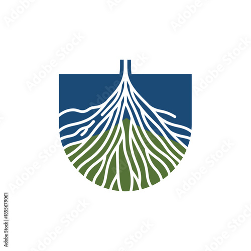 Nature Illustration of Roots and Growth, Symbolizing Sustainability and Life, Abstract Design