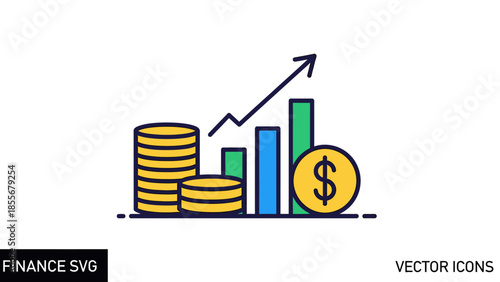 Flat illustration of dollar bills and coins financial concept isolated