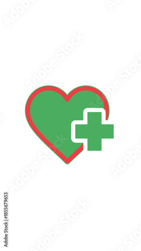 Healthy heart icons flat design visuals representing well being and healthcare