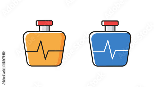 Medical illustration of heart rate monitors with orange and blue color schemes